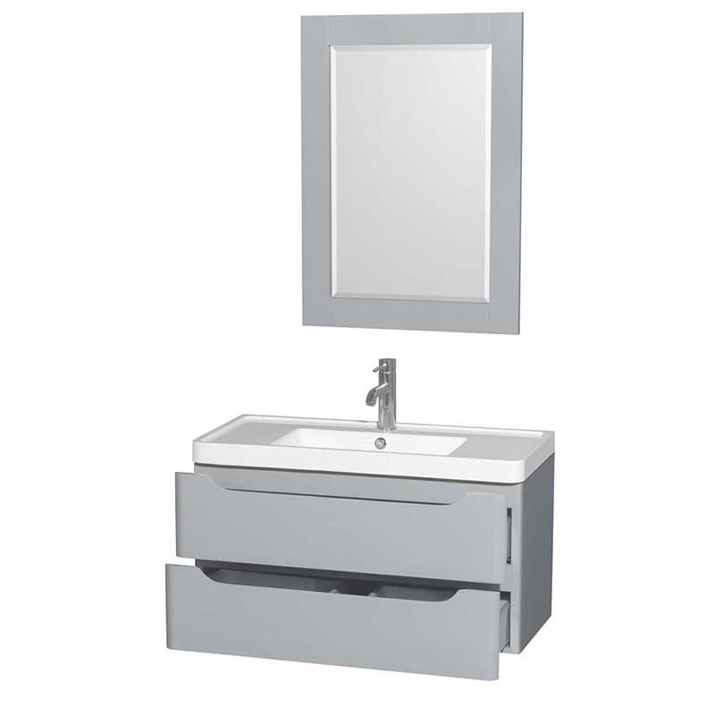 Wyndham Collection Murano 36 inch Single Bathroom Vanity in Gray, Acrylic-Resin Countertop, Integrated Sink, and 24 inch Mirror 2