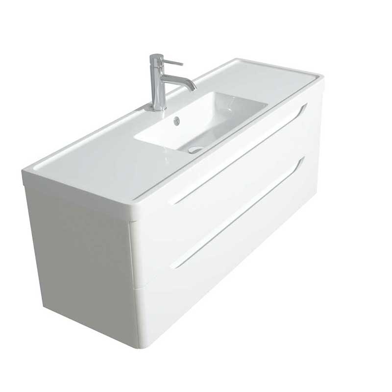 Wyndham Collection Murano 48 inch Single Bathroom Vanity in Glossy White, Acrylic-Resin Countertop, Integrated Sink, and 46 inch Mirror 3