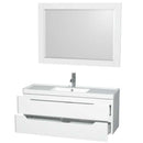 Wyndham Collection Murano 48 inch Single Bathroom Vanity in Glossy White, Acrylic-Resin Countertop, Integrated Sink, and 46 inch Mirror 2
