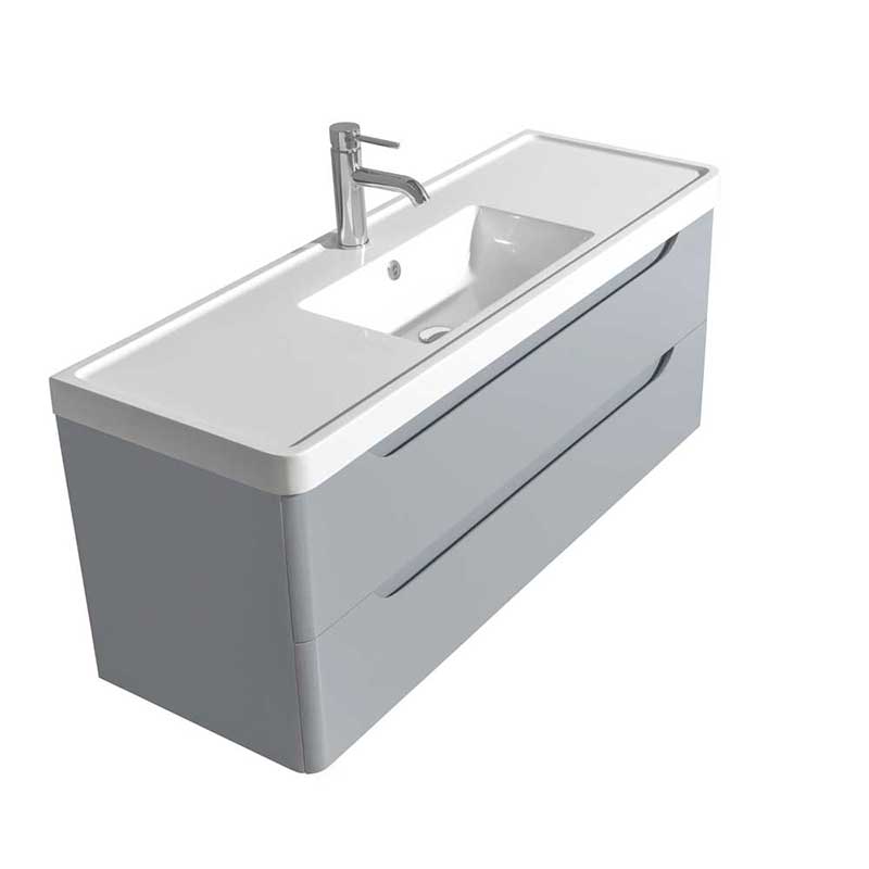Wyndham Collection Murano 48 inch Single Bathroom Vanity in Gray, Acrylic-Resin Countertop, Integrated Sink, and 46 inch Mirror 3