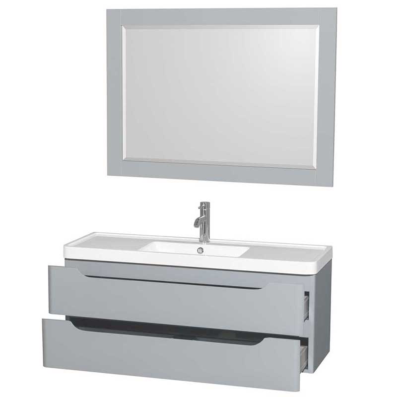 Wyndham Collection Murano 48 inch Single Bathroom Vanity in Gray, Acrylic-Resin Countertop, Integrated Sink, and 46 inch Mirror 2