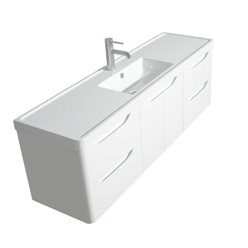 Wyndham Collection Murano 60 inch Single Bathroom Vanity in Glossy White, Acrylic-Resin Countertop, Integrated Sink, and 58 inch Mirror 3