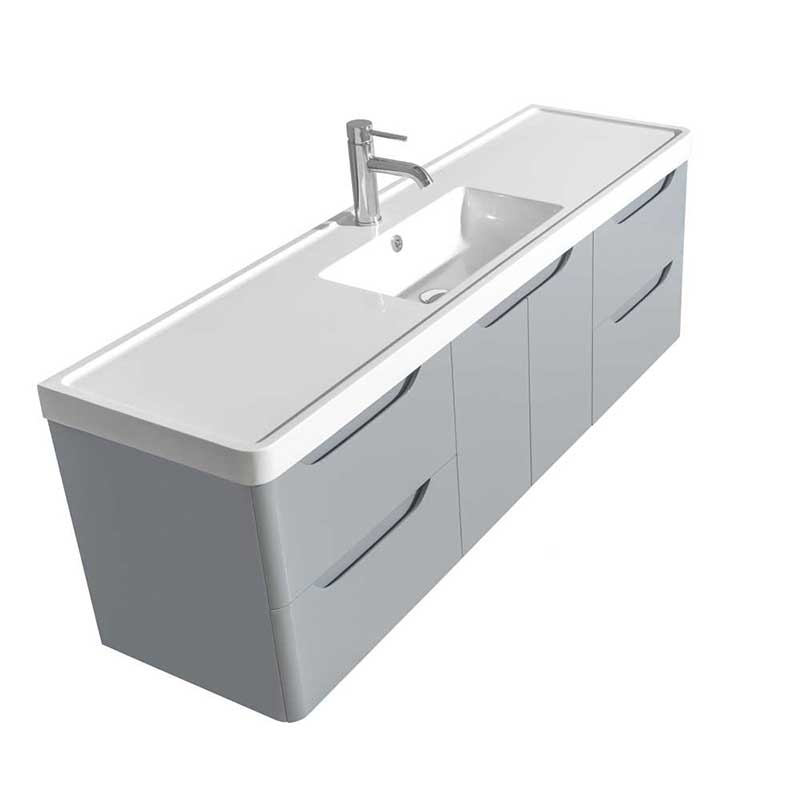 Wyndham Collection Murano 60 inch Single Bathroom Vanity in Gray, Acrylic-Resin Countertop, Integrated Sink, and 58 inch Mirror 3