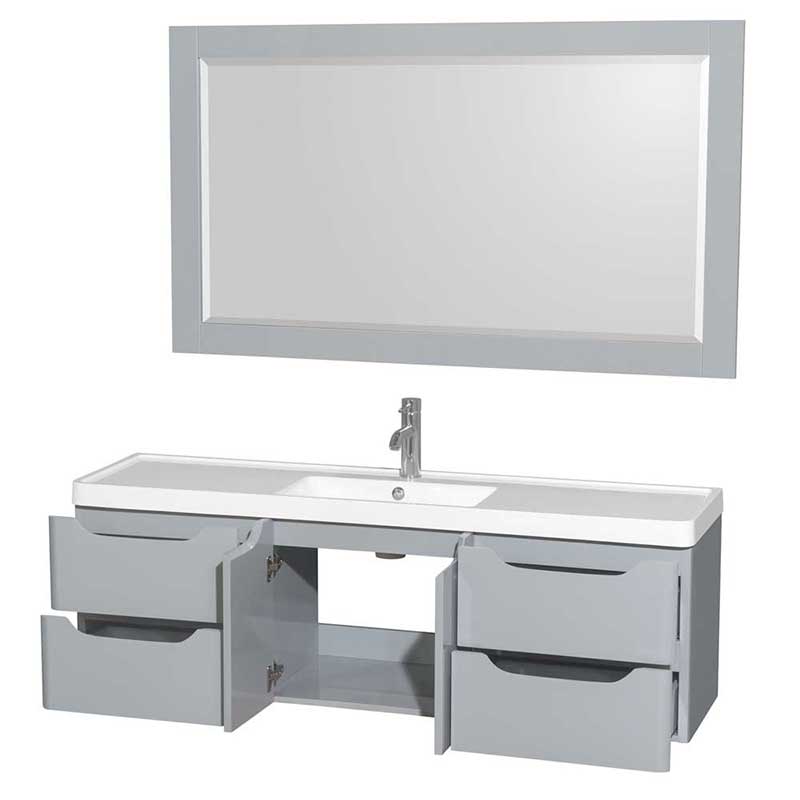 Wyndham Collection Murano 60 inch Single Bathroom Vanity in Gray, Acrylic-Resin Countertop, Integrated Sink, and 58 inch Mirror 2