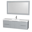 Wyndham Collection Murano 60 inch Single Bathroom Vanity in Gray, Acrylic-Resin Countertop, Integrated Sink, and 58 inch Mirror