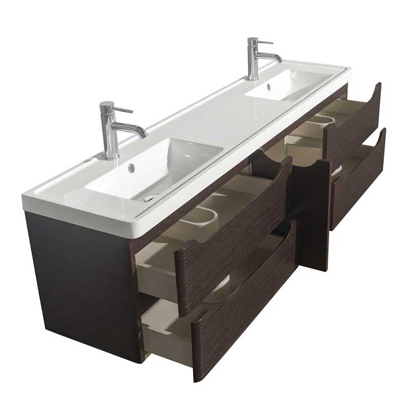 Wyndham Collection Murano 72 inch Double Bathroom Vanity in Espresso, Acrylic-Resin Countertop, Integrated Sinks, and 24 inch Mirrors 4