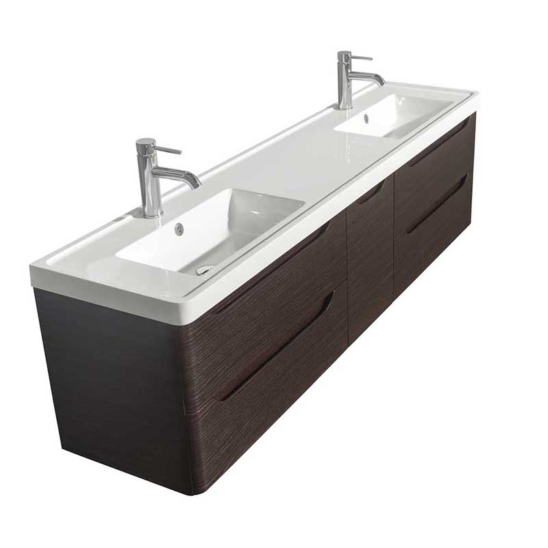 Wyndham Collection Murano 72 inch Double Bathroom Vanity in Espresso, Acrylic-Resin Countertop, Integrated Sinks, and 24 inch Mirrors 3