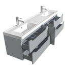 Wyndham Collection Murano 72 inch Double Bathroom Vanity in Gray, Acrylic-Resin Countertop, Integrated Sinks, and 24 inch Mirrors 4