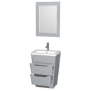 Wyndham Collection Caprice 24 inch Pedestal Bathroom Vanity in Gray, Acrylic-Resin Countertop, Integrated Sink, and 24 inch Mirror 2