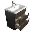 Wyndham Collection Caprice 30 inch Pedestal Bathroom Vanity in Espresso, Acrylic-Resin Countertop, Integrated Sink, and 24 inch Mirror 4