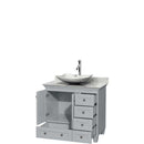 Acclaim 36" Single Bathroom Vanity in Oyster Gray, White Carrera Marble Countertop, Arista White Carrera Marble Sink and No Mirror 2