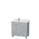 Acclaim 36" Single Bathroom Vanity in Oyster Gray, White Carrera Marble Countertop, Undermount Square Sink and No Mirror