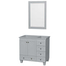 Acclaim 36" Single Bathroom Vanity in Oyster Gray, No Countertop, No Sink and 24" Mirror