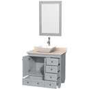 Acclaim 36" Single Bathroom Vanity in Oyster Gray, Ivory Marble Countertop, Pyra White Porcelain Sink and 24" Mirror 2