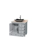 Acclaim 36" Single Bathroom Vanity in Oyster Gray, Ivory Marble Countertop, Altair Black Granite Sink and No Mirror 2