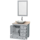 Acclaim 36" Single Bathroom Vanity in Oyster Gray, Ivory Marble Countertop, Avalon White Carrera Marble Sink and 24" Mirror 2