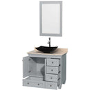 Acclaim 36" Single Bathroom Vanity in Oyster Gray, Ivory Marble Countertop, Arista Black Granite Sink and 24" Mirror 2