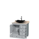 Acclaim 36" Single Bathroom Vanity in Oyster Gray, Ivory Marble Countertop, Arista Black Granite Sink and No Mirror 2
