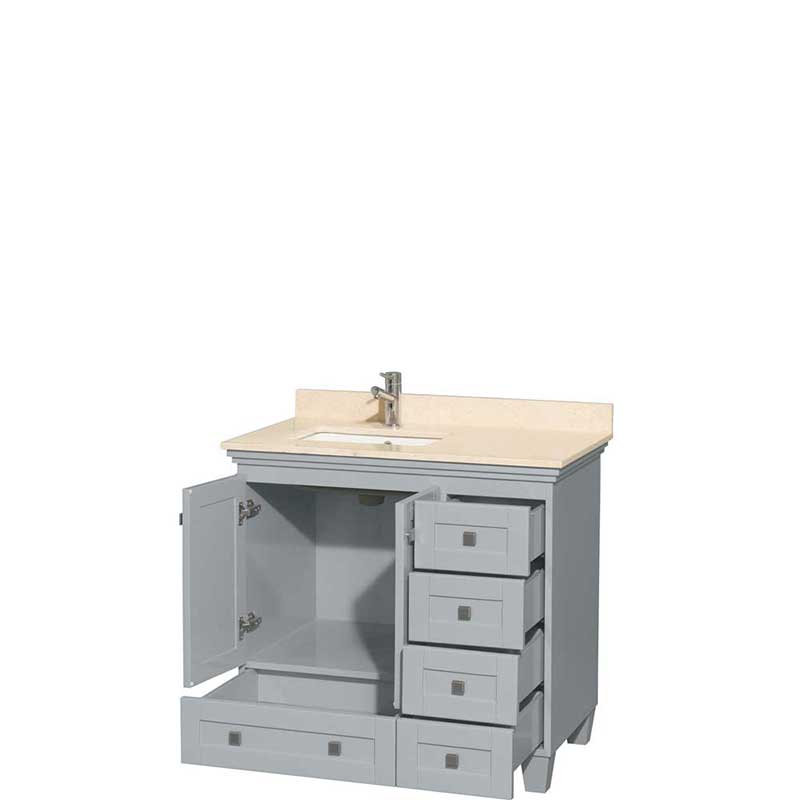 Acclaim 36" Single Bathroom Vanity in Oyster Gray, Ivory Marble Countertop, Undermount Square Sink and No Mirror 2