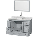 Acclaim 48" Single Bathroom Vanity in Oyster Gray, White Carrera Marble Countertop, Pyra White Porcelain Sink and 24" Mirror 2