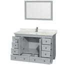 Acclaim 48" Single Bathroom Vanity in Oyster Gray, White Carrera Marble Countertop, Undermount Square Sink and 24" Mirror 2