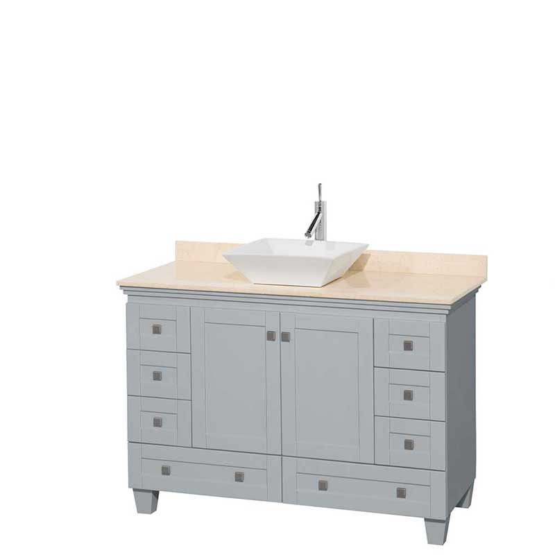 Acclaim 48" Single Bathroom Vanity in Oyster Gray, Ivory Marble Countertop, Pyra White Porcelain Sink and No Mirror