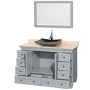 Acclaim 48" Single Bathroom Vanity in Oyster Gray, Ivory Marble Countertop, Altair Black Granite Sink and 24" Mirror 2
