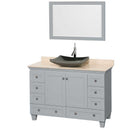 Acclaim 48" Single Bathroom Vanity in Oyster Gray, Ivory Marble Countertop, Altair Black Granite Sink and 24" Mirror