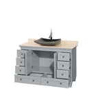 Acclaim 48" Single Bathroom Vanity in Oyster Gray, Ivory Marble Countertop, Altair Black Granite Sink and No Mirror 2
