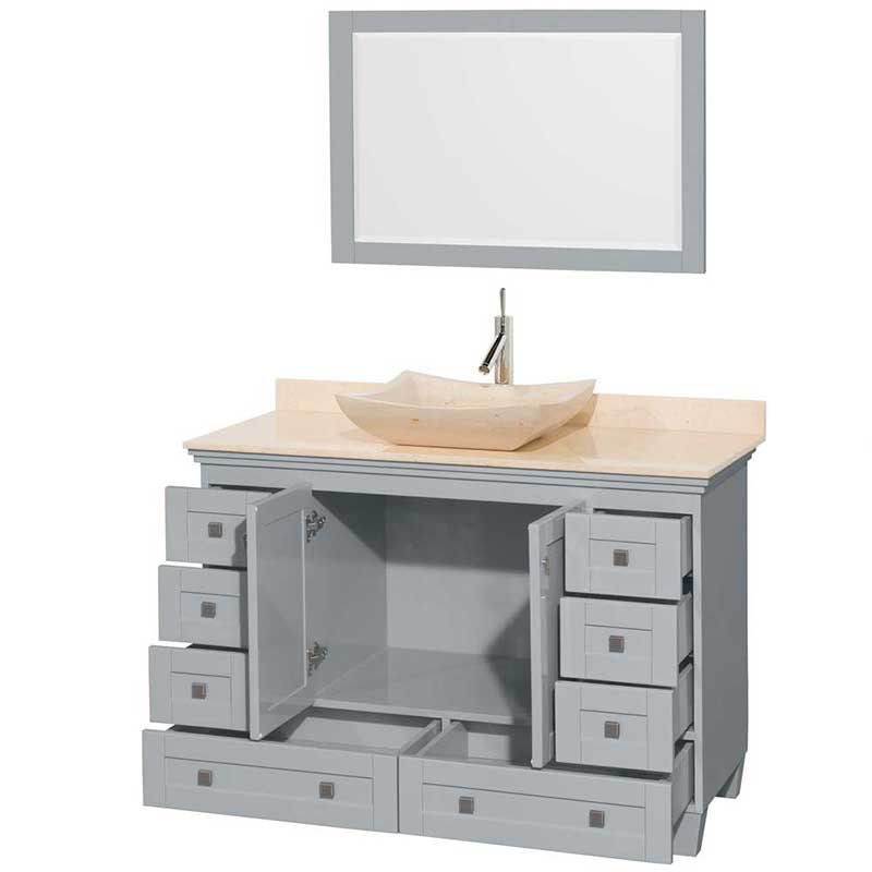 Acclaim 48" Single Bathroom Vanity in Oyster Gray, Ivory Marble Countertop, Avalon Ivory Marble Sink and 24" Mirror 2