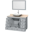 Acclaim 48" Single Bathroom Vanity in Oyster Gray, Ivory Marble Countertop, Avalon White Carrera Marble Sink and 24" Mirror 2