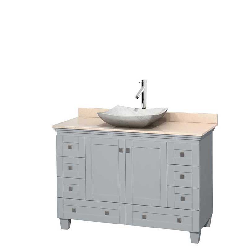 Acclaim 48" Single Bathroom Vanity in Oyster Gray, Ivory Marble Countertop, Avalon White Carrera Marble Sink and No Mirror