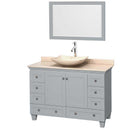 Acclaim 48" Single Bathroom Vanity in Oyster Gray, Ivory Marble Countertop, Arista Ivory Marble Sink and 24" Mirror
