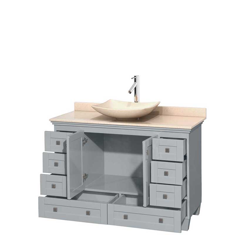Acclaim 48" Single Bathroom Vanity in Oyster Gray, Ivory Marble Countertop, Arista Ivory Marble Sink and No Mirror 2
