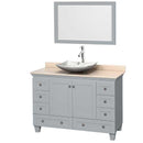 Acclaim 48" Single Bathroom Vanity in Oyster Gray, Ivory Marble Countertop, Arista White Carrera Marble Sink and 24" Mirror
