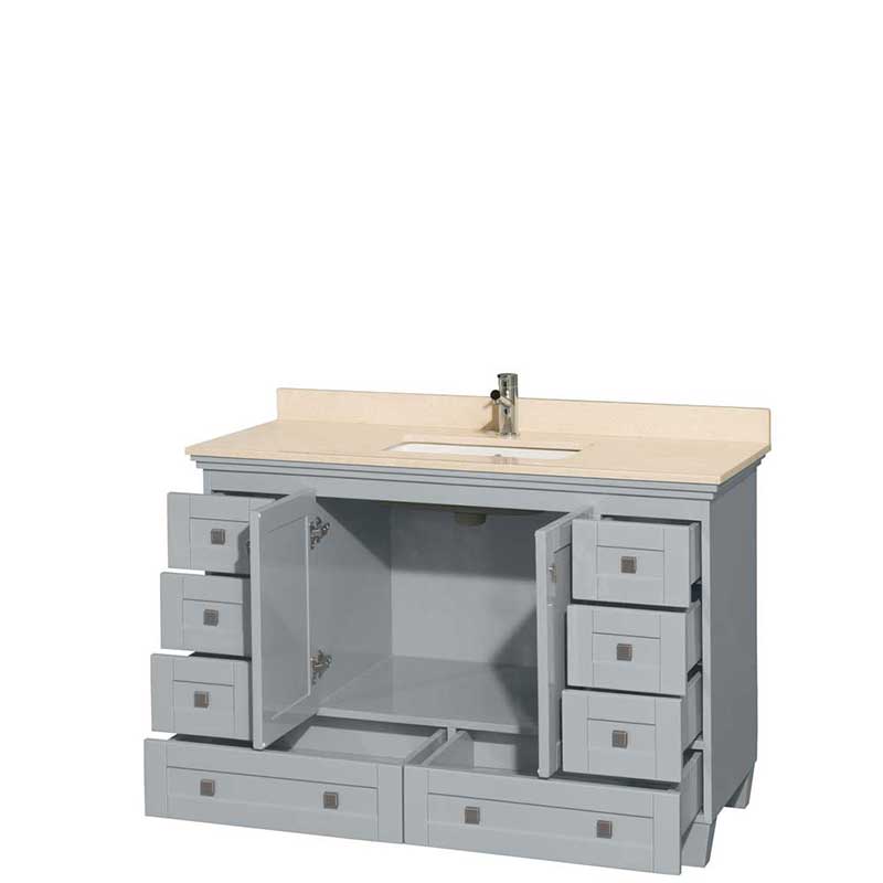 Acclaim 48" Single Bathroom Vanity in Oyster Gray, Ivory Marble Countertop, Undermount Square Sink and No Mirror 2