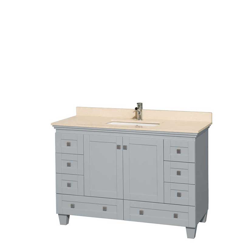 Acclaim 48" Single Bathroom Vanity in Oyster Gray, Ivory Marble Countertop, Undermount Square Sink and No Mirror