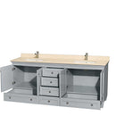 Acclaim 80" Double Bathroom Vanity in Oyster Gray, Ivory Marble Countertop, Undermount Square Sinks and No Mirrors 2