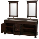 Andover 80" Double Bathroom Vanity in Dark Cherry, Imperial Brown Granite Countertop, Undermount Oval Sinks and 28" Mirrors 2