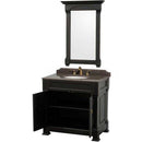 Andover 36" Single Bathroom Vanity in Black, Imperial Brown Granite Countertop, Undermount Oval Sink and 28" Mirror 2