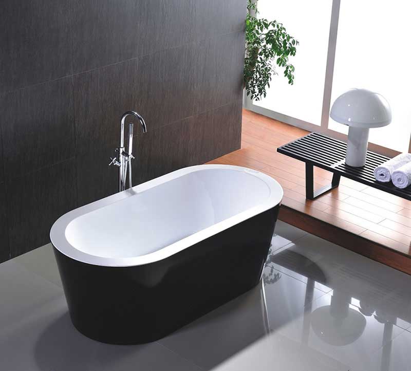 Legion Furniture 67.3" White & Black Acrylic Tub - No Faucet White, Black
