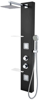 Anzzi Ronin 52 in. 2-Jetted Full Body Shower Panel with Heavy Rain Shower and Spray Wand in Black SP-AZ025