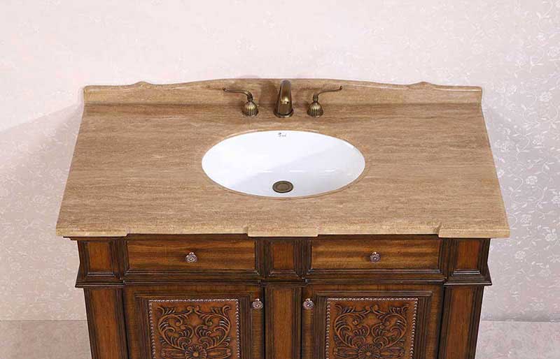 Legion Furniture 48" Solid Wood Sink Vanity With Travertine-No Faucet Light Walnut 7