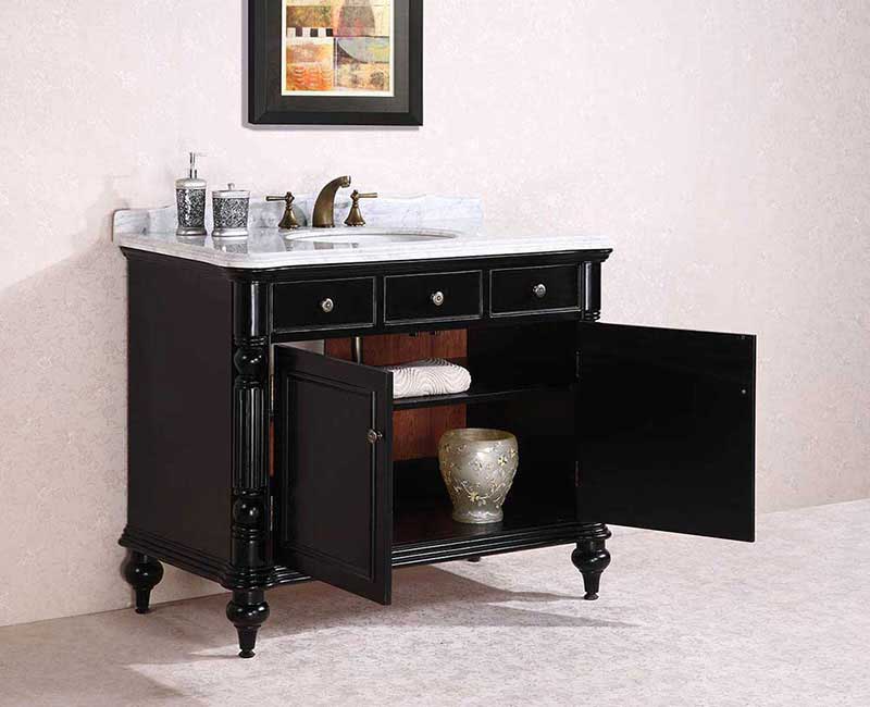 Legion Furniture 47" Solid Wood Sink Vanity With Marble Top-No Faucet And Backsplash Black 3