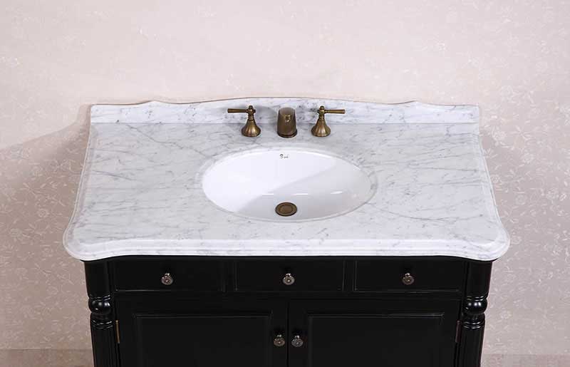 Legion Furniture 47" Solid Wood Sink Vanity With Marble Top-No Faucet And Backsplash Black 4