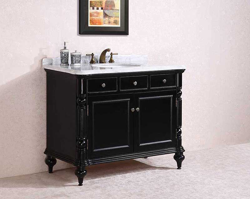 Legion Furniture 47" Solid Wood Sink Vanity With Marble Top-No Faucet And Backsplash Black