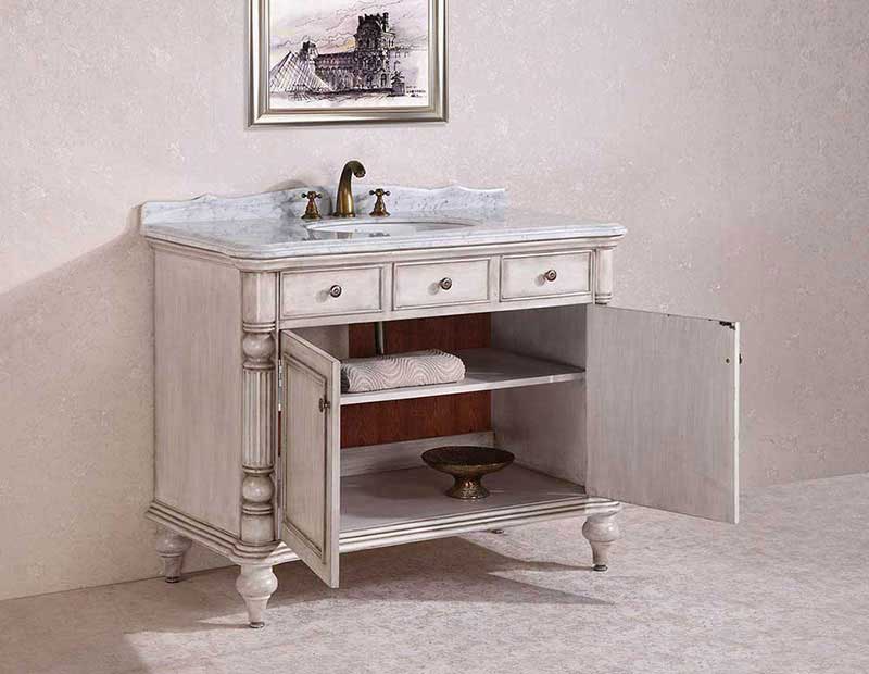 Legion Furniture 47" Solid Wood Sink Vanity With Marble Top-No Faucet And Backsplash Antique White 3
