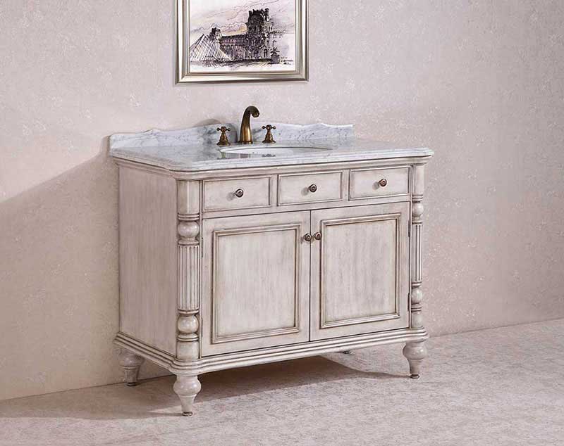 Legion Furniture 47" Solid Wood Sink Vanity With Marble Top-No Faucet And Backsplash Antique White