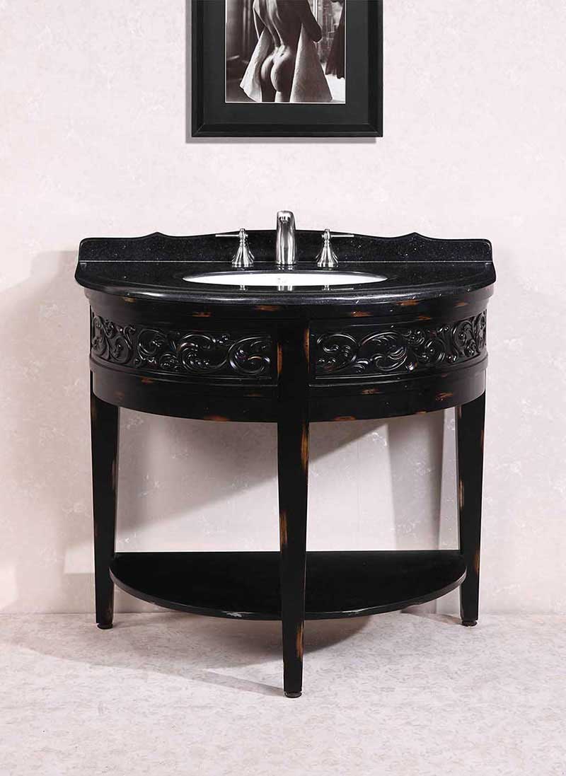 Legion Furniture 41" Solid Wood Sink Vanity With Granite Top-No Faucet And Backsplash Antique Espresso