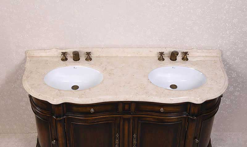 Legion Furniture 66" Solid Wood Sink Vanity With Marble-No Faucet And Backsplash Antique Brown 4